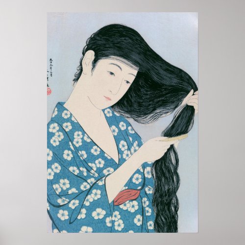 Ukiyoe [Goyo] Hair combing (S) Poster