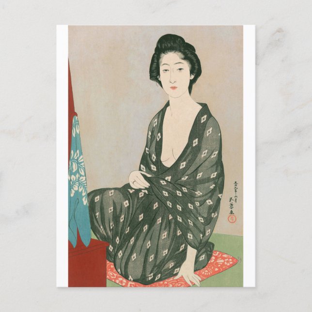 Ukiyoe [Goyo] Woman in summer clothes Postcard (Front)