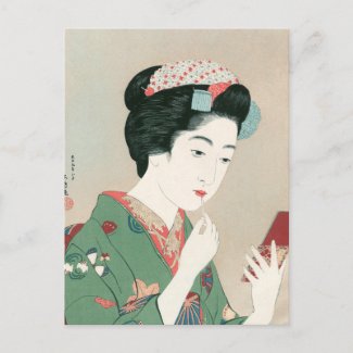 Ukiyoe [Goyo] Woman with a Red Brush