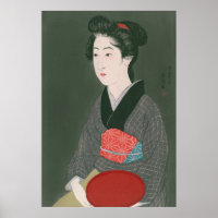 Ukiyoe [Goyo] Woman with a tray (M) Poster