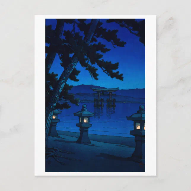 ukiyoe [hasui] A02 Moonlit Night at Miyajima Postcard (Front)