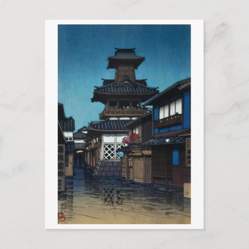 ukiyoe [hasui] A20 Bell Tower in Okayama Postcard