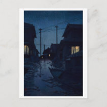 ukiyoe [hasui] A21 Night Rain at Kawarago Postcard