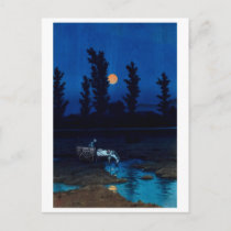 ukiyoe [hasui] A26 Evening Moon at Nakajima, Sap.. Postcard