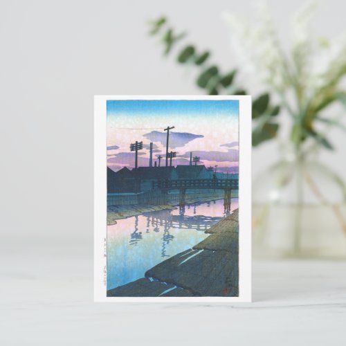 ukiyoe - hasui - C02 - Kiba at Dusk -  Postcard