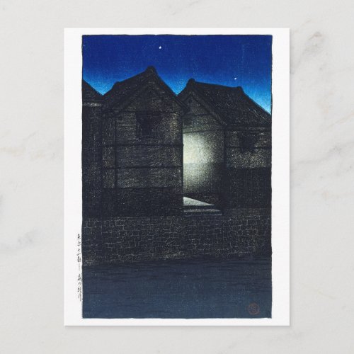 ukiyoe - hasui - C04 - Shinkawa Rive at Night -  Postcard