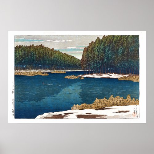 ukiyoe - hasui - C12 - Lingering Snow in Inoka… Poster