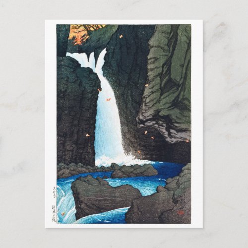 ukiyoe [hasui] C14 Yūhi Waterfall at Shiobara Postcard