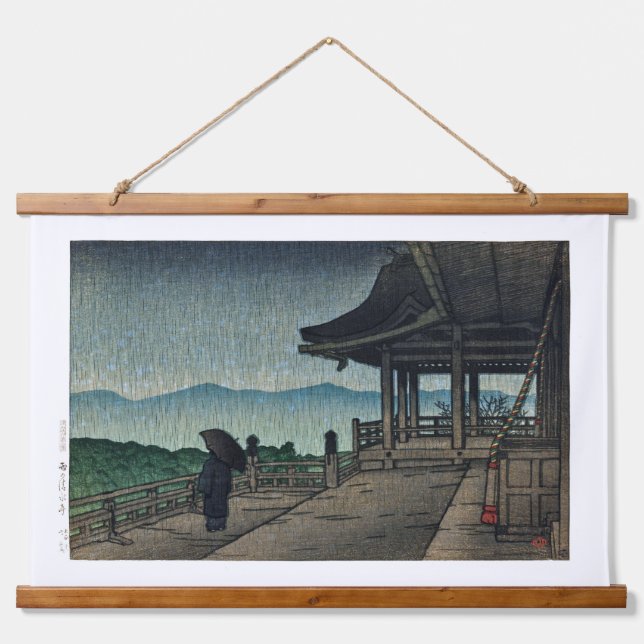 ukiyoe [hasui] C19 Kiyomizu Temple in Rain Hanging Tapestry (Front)