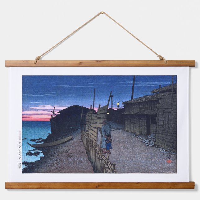 ukiyoe [hasui] C23 Aikawa-machi on Sado Island Hanging Tapestry (Front)
