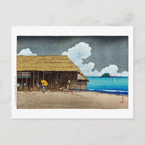 ukiyoe [hasui] C32 Seaside Cottage, Himi, Etchu Postcard