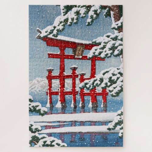 ukiyoe _ hasui _ m11 _ Snow at Miyajima Shrine _  Jigsaw Puzzle