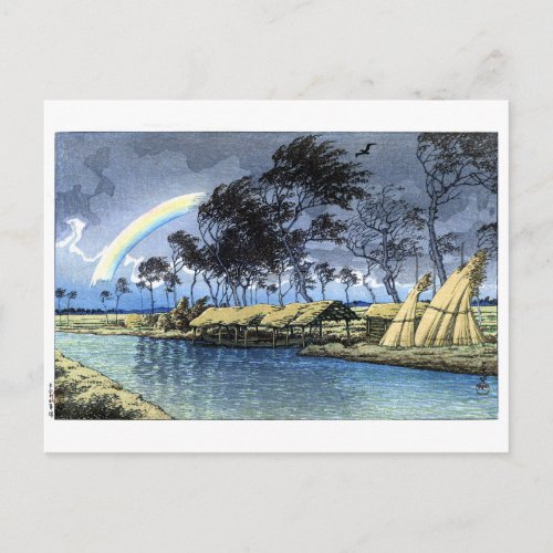 ukiyoe hasui n02 Hatta, Kaga An Autumn Rainbow Postcard
