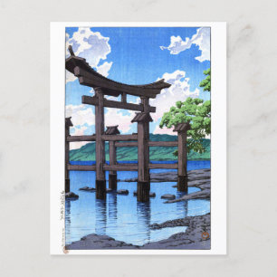 ukiyoe hasui n20 Gozanoishi Shrine at Lake Tazawa Postcard