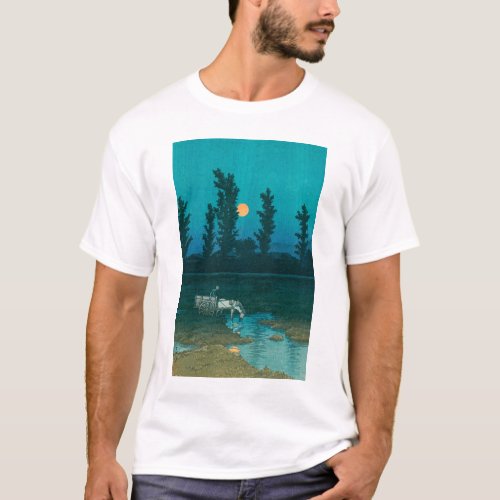 ukiyoe hasui No52 Evening moon over Nakanosima T-Shirt