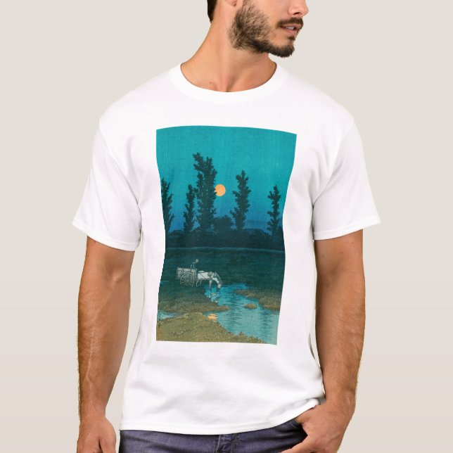 ukiyoe hasui No52 Evening moon over Nakanosima T-Shirt (Front)