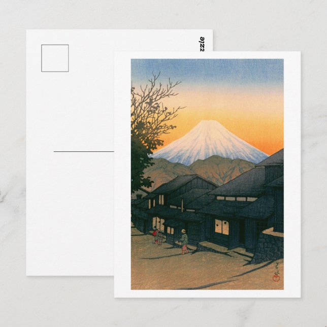 ukiyoe hasui No53 Mt. Fuji seen from Yui-cho Postcard (Front/Back)