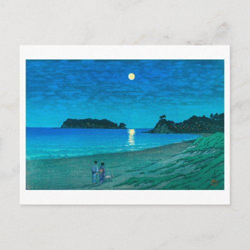 ukiyoe hasui No54 Full moon at Beach Postcard