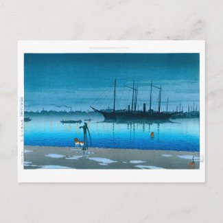 ukiyoe - hasui - No.17 Akashi-cho after Rain - Postcard