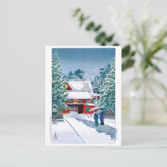 ukiyoe - hasui - No.22 Shrine Precincts in Snow - Postcard