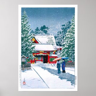 ukiyoe - hasui - No.22 Shrine Precincts in Snow - Poster