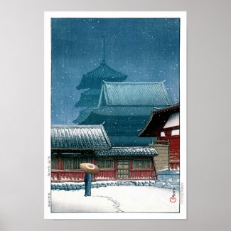 ukiyoe - hasui - No.31 Tennoji Temple in Osaka - Poster