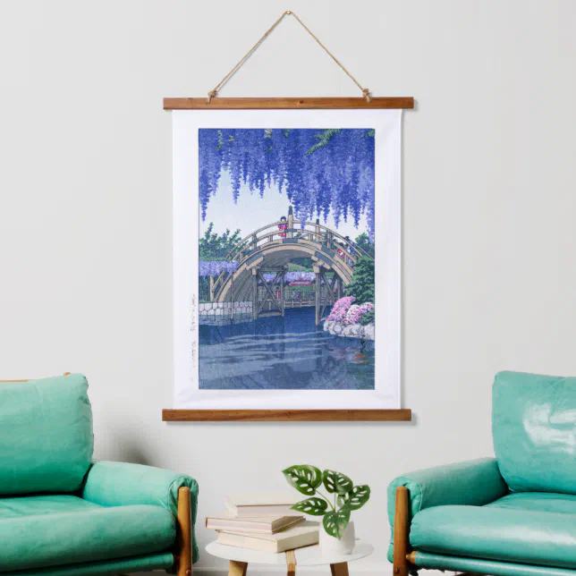 ukiyoe - hasui - No.34 Wisteria at Kameido -   Hanging Tapestry (Living Room)