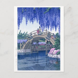 ukiyoe - hasui - No.34 Wisteria at Kameido - Postcard