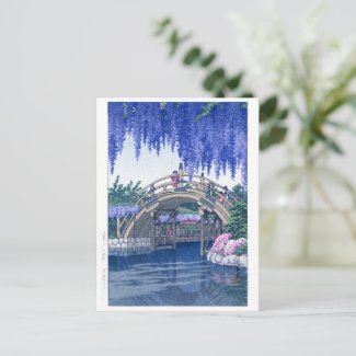 ukiyoe - hasui - No.34 Wisteria at Kameido - Postcard