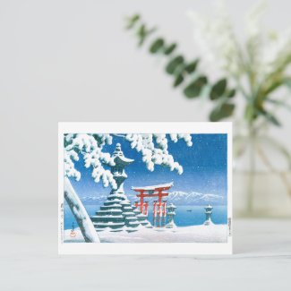 ukiyoe - hasui - No.4 Snow at Itsukushima - Postcard