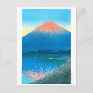 ukiyoe - hasui - No.7 Daybreak over Lake Yamanaka Postcard