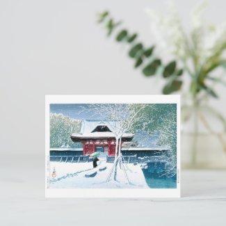ukiyoe - hasui - No.8 Snow at Shiba Park - Postcard
