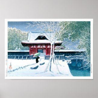ukiyoe - hasui - No.8 Snow at Shiba Park - Poster