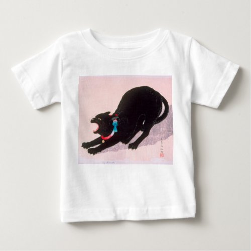 Ukiyoe komei 01 Black cat hissing Baby T_Shirt