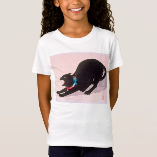 Ukiyoe komei 01 Black cat hissing T_Shirt