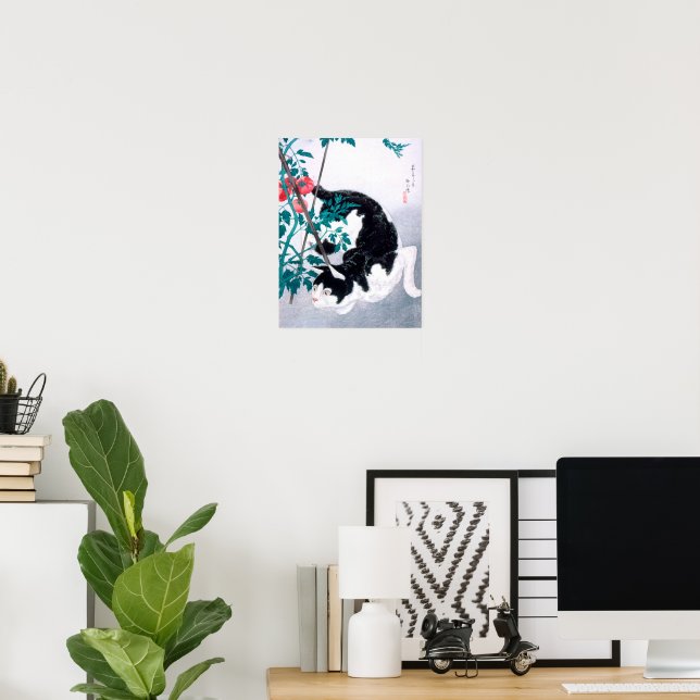 Ukiyoe [komei] 02 Cat with tomato plant Poster (Home Office)