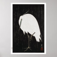 Ukiyoe [Koson] Egret in Rain (L) Poster