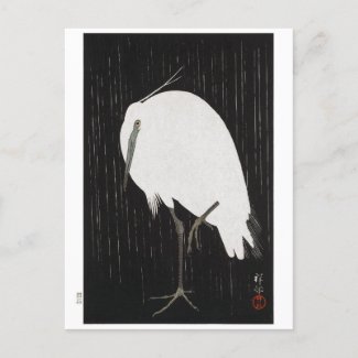 Ukiyoe [Koson] Egret in Rain