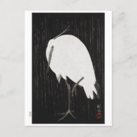 Ukiyoe [Koson] Egret in Rain Postcard