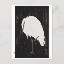 Ukiyoe [Koson] Egret in Rain Postcard