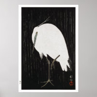 Ukiyoe [Koson] Egret in Rain (S) Poster