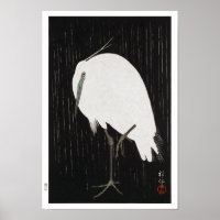 Ukiyoe [Koson] Egret in Rain (XS) Poster