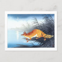 Ukiyoe [Koson] Fox by the Moonlit Water  Postcard