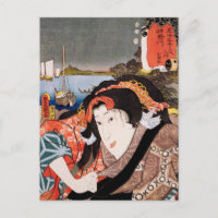 ukiyoe [Toyokuni] 06−03 oFune at Kanagawa Station Postcard