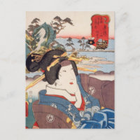ukiyoe [Toyokuni] 25−17 Ayame at Okitsu Postcard