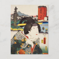 ukiyoe [Toyokuni] 32−22 Sagami at Fujieda Postcard