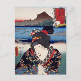 ukiyoe [Toyokuni] 34−24 Asagao at Kanaya Postcard