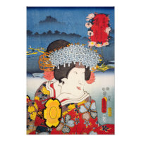 ukiyoe [Toyokuni] 38−28 Shizuka at Mitsuke Photo Print