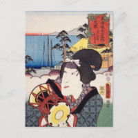 ukiyoe [Toyokuni] 76−53 Matahei’s wife oToku at Ōt Postcard