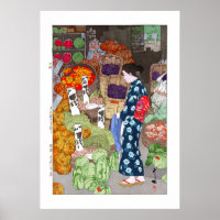 ukiyoe - Yoshida - 16 - Honest Greengrocery, Nezu  Poster